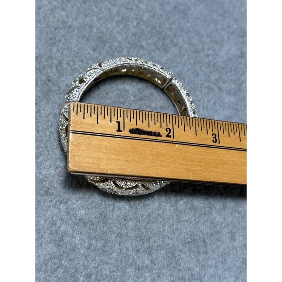 Vintage Silver-Tone Rhinestone Bangle Bracelet Elegant Jewelry - Picture 5 of 10